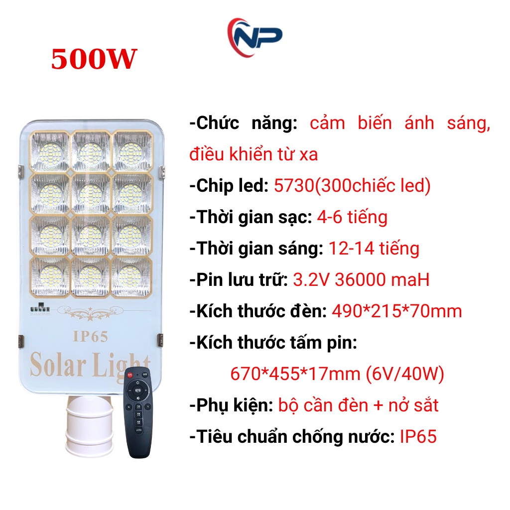 Đèn năng lượng mặt trời trang trí sân vườn, đèn bản chải 500W mẫu mới 2022, có điều khiển, cảm biến thông minh, BH 2 năm