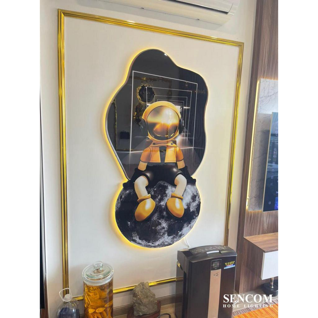 Tranh Đồng Hồ Đèn Led Tráng Gương Cao Cấp, Decor, Trang Trí Phòng Khách, Showroom, Spa, Nail, Quán Cà Phê