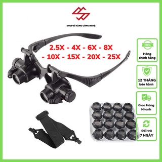 Kính lúp đeo mắt 8in1 💗𝑭𝑹𝑬𝑬𝑺𝑯𝑰𝑷💗 Kính lúp đeo đầu có đèn 9892G8KX 8 cặp thấu kính