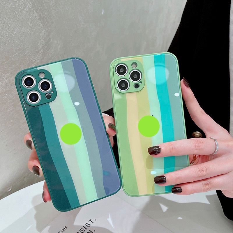 Ốp Lưng Điện Thoại cầu vòng Kính cường lực cho IP 6plus/7plus/8plus/X/Xsmax/11/11promax/12/12pro/12promax