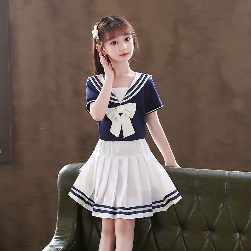 Bộ Đồng Phục Thủy Thủ Ngắn Tay Thời Trang Mùa Hè Cho Bé Gái