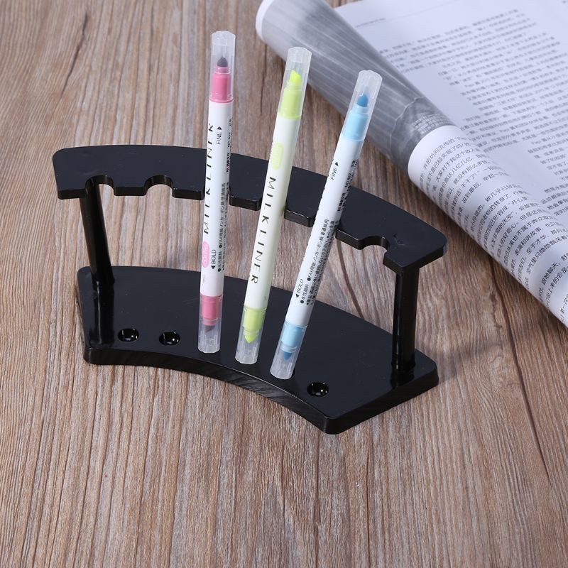 Giá Đỡ Bút Trang Sức Bằng Nhựa Acrylic 6 Ngăn Màu Đen