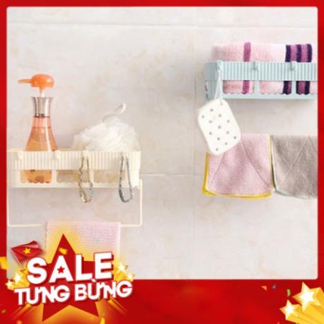 (Giá Tốt Nhất) KỆ ĐỰNG ĐỒ PHÒNG TẮM HÌNH CHỮ NHẬT BẰNG NHỰA CÓ GIÁ TREO KHĂN TIỆN DỤNG (SHOP Gấu Yêu)