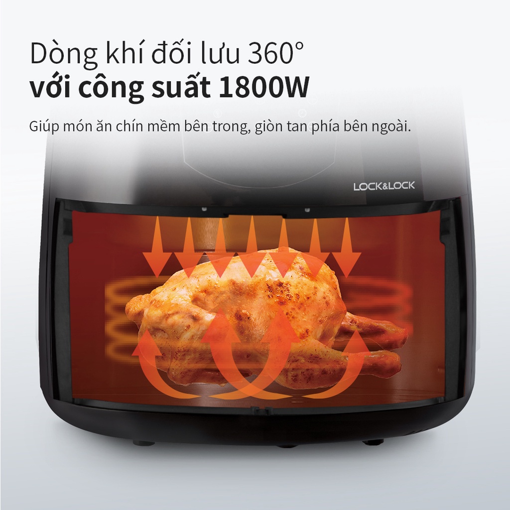 Nồi Chiên Không Dầu Lock&Lock Jumbo Plus Air Fryer 5.2L EJF357BLK - Hàng Chính Hãng