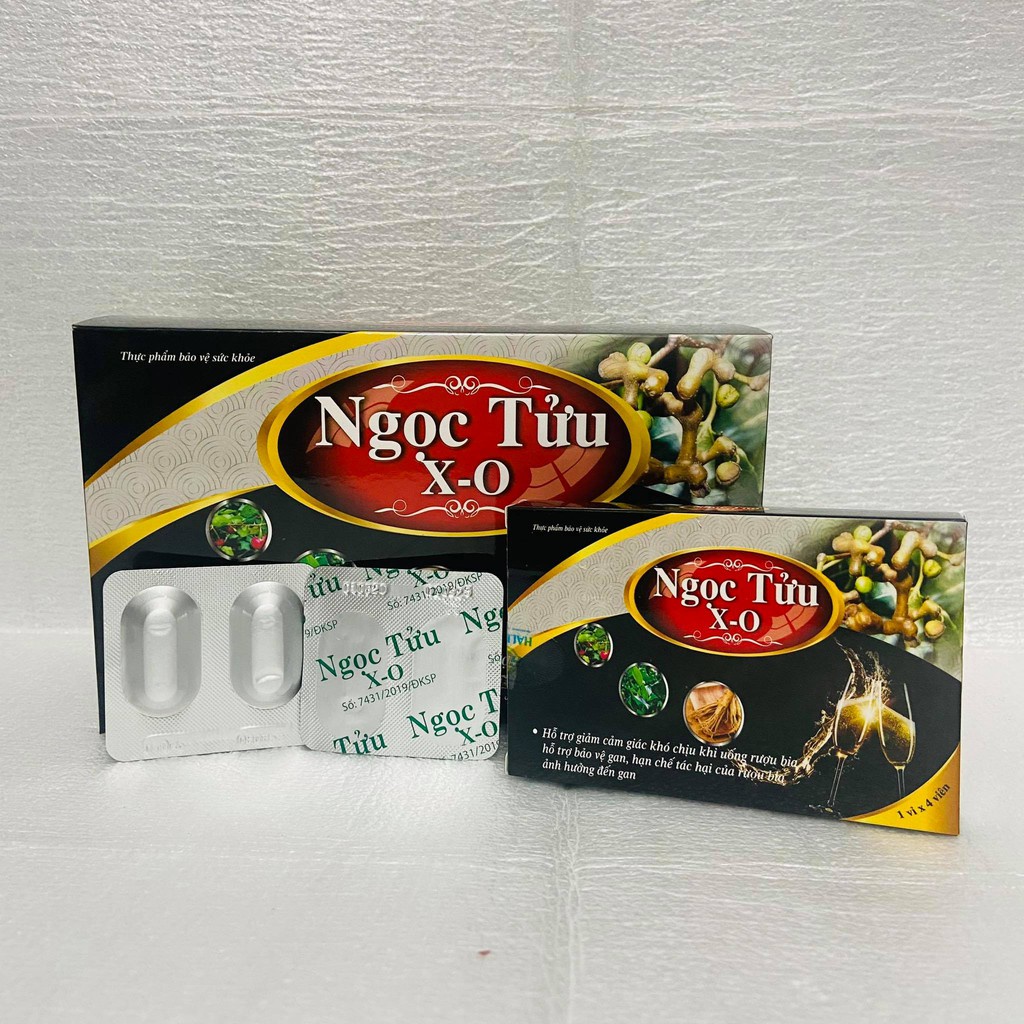 Viên uống giải rượu NGỌC TỬU X-O giải rượu bia– Hộp 4 viên- giảm nhanh tác dụng phụ rượu bia