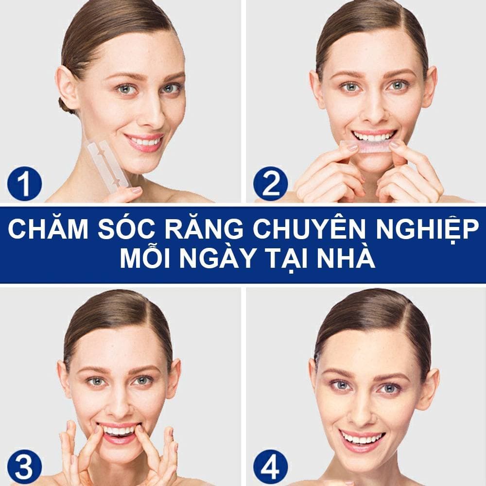 Miếng dán trắng răng tiện lợi 3D White Teeth Whitening Strips zuzu cosmetic