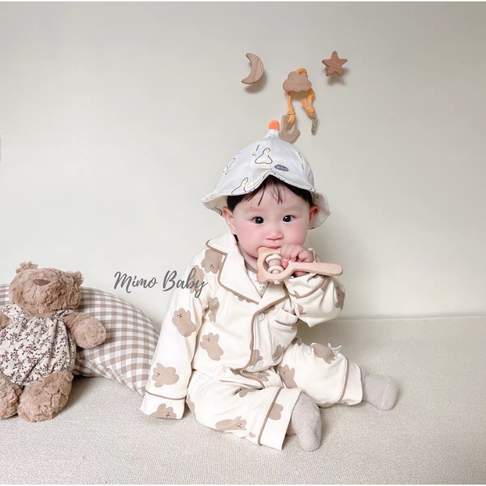 Mũ sơ sinh vải mềm chóp bông in họa tiết dễ thương cho bé MH142 Mimo Baby
