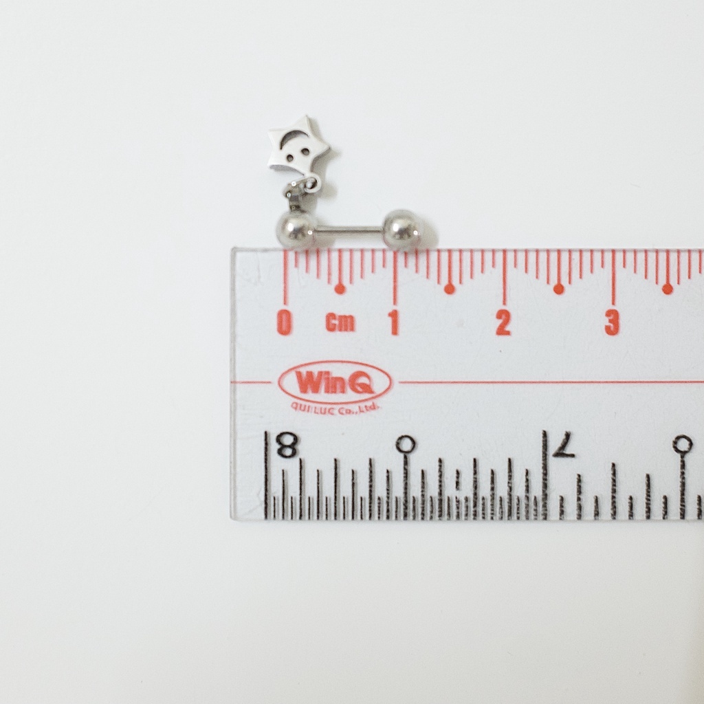 [1 Chiếc] Khuyên Tai Titan Unisex Có Charm Ngôi Sao Cười Bi Tròn Không Gỉ Sét Không Ngứa Bông Tai Julies Box 66