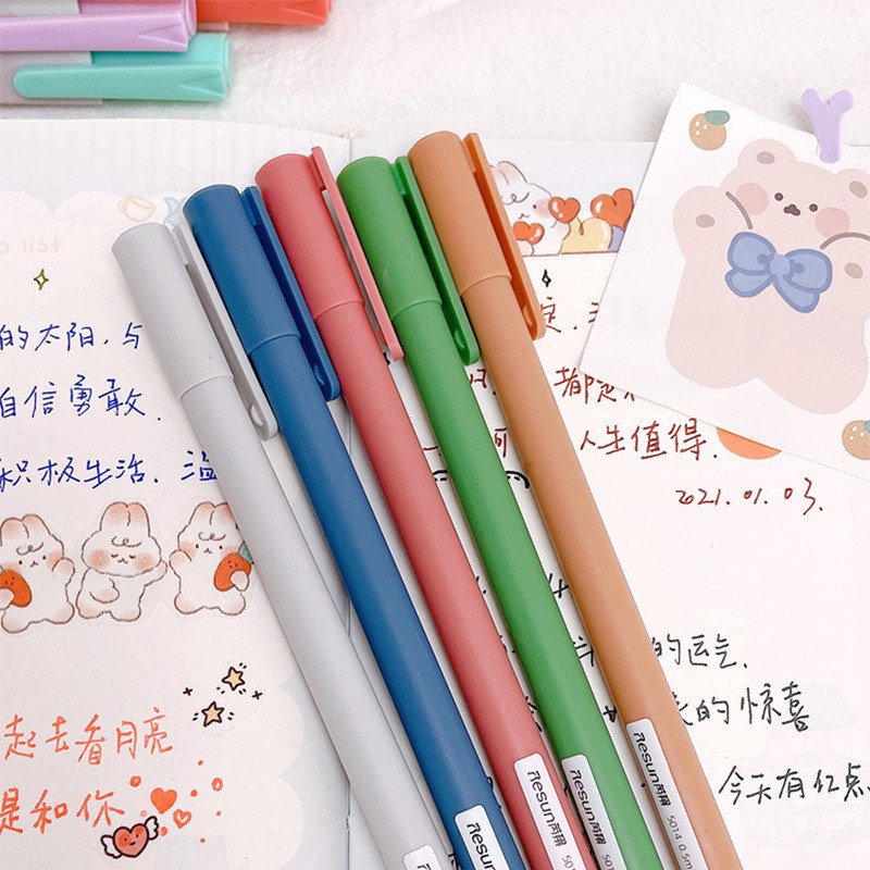 Bộ Bút Mực Gel Màu Sắc Thời Trang Phong Cách Vintage