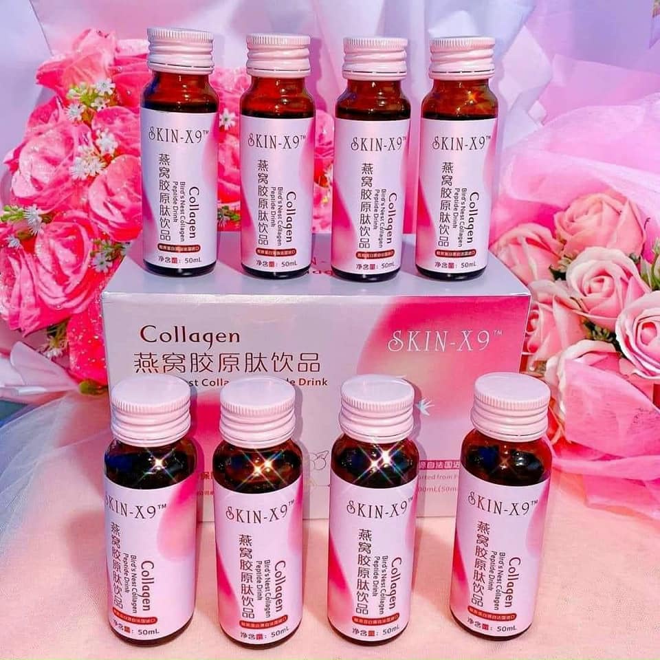 Nước uống tinh chất Yến TRẮNG DA COLLAGEN ROSEBEAUTY SKIN X9
