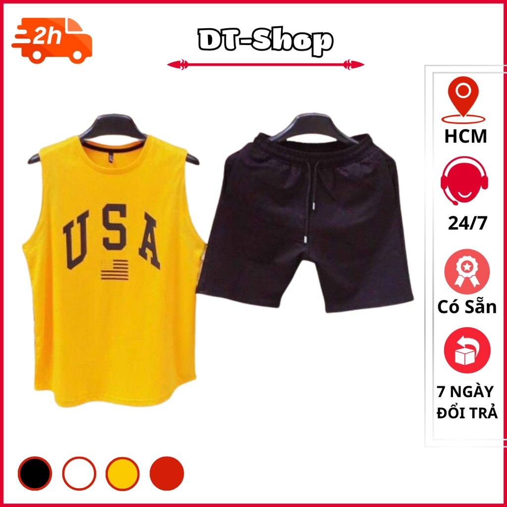 Bộ thể thao nam mặc nhà sát nách USA cao cấp ,chất liệu thun lưới mè siêu mát ,năng động, thời trang 2023