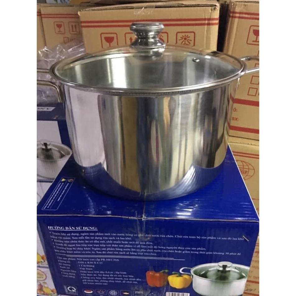 (Giá sỉ=lẻ) NỒI LUỘC GÀ ĐÔNG Á COOK SIZE 30CM NẮP KÍNH - DÙNG ĐƯỢC BẾP TỪ