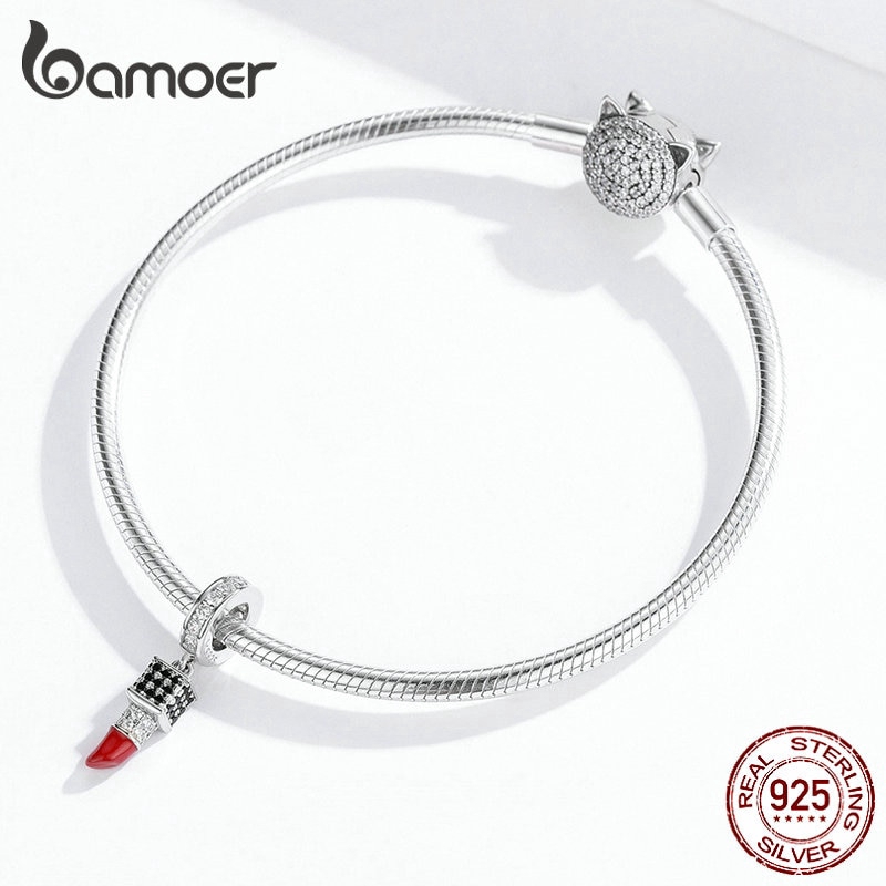 Mặt trang sức Bamoer Scc1392 họa tiết thỏi son bằng bạc 925 lấp lánh sành điệu cho nữ