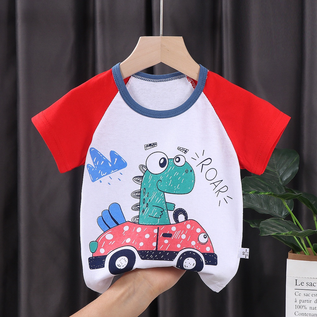 Áo thun SANITKUN 100% chất cotton tay ngắn in họa tiết hoạt hình phong cách Hàn Quốc thời trang cho bé