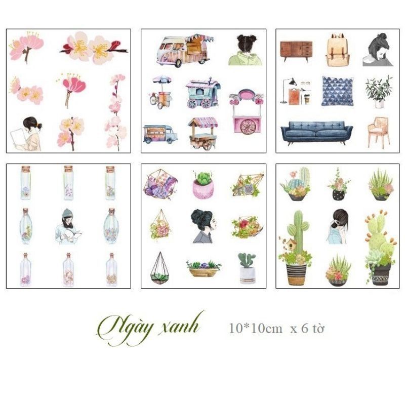 Set Sticker/ Hình dán washi  dễ thương  trang trí sổ tay, thiệp, sản phẩm handmade, DIY