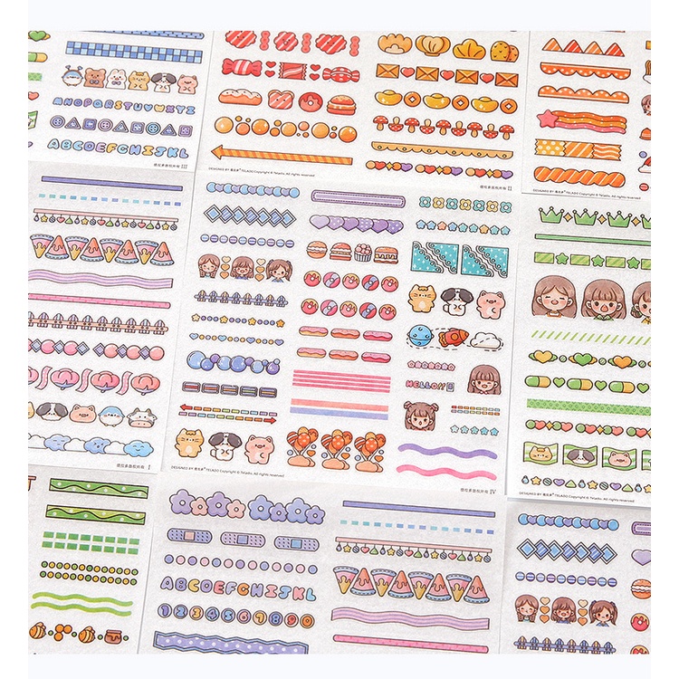 Peach 10Pcs Lovely girl border material washi stickers Journal Scrapbook Decor Sticker