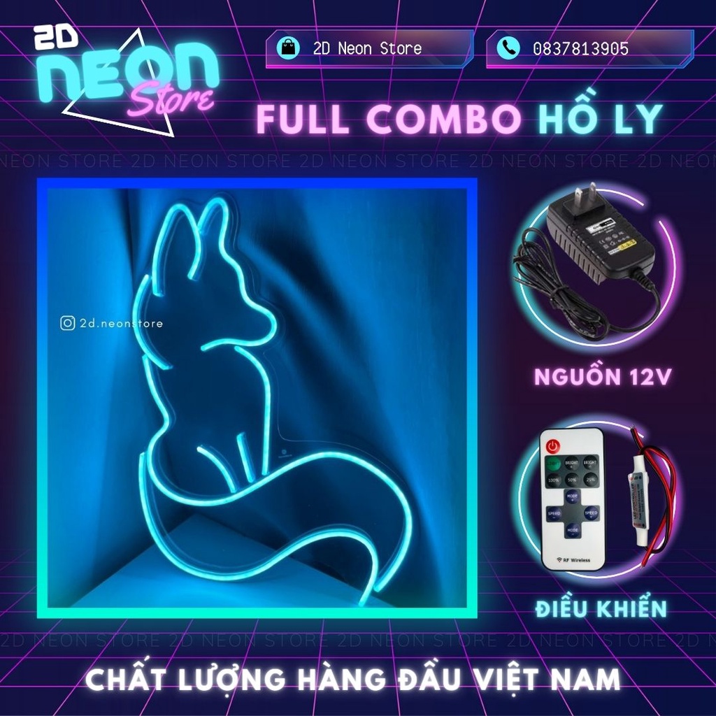 Đèn Led Neon Hồ Ly 1 đuôi, Led Neon 12V trang trí phòng, góc livestream, quay Tiktok I 2D Neon Store