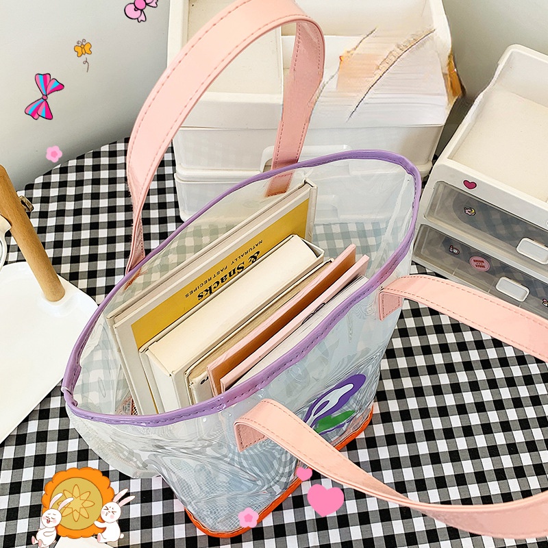 Túi Xách Trong Suốt Chống Thấm Nước Họa Tiết Hoạt Hình Xinh Xắn