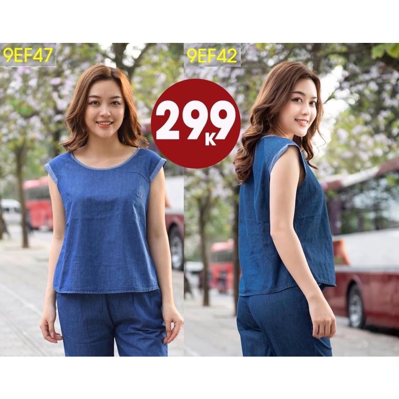 Set bộ đùi jean giấy vnxk sát nách