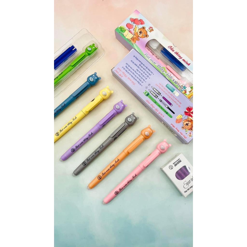 Bút Máy Xóa Được Gấu Thông Minh Bút Mài Thầy Ánh Bút Sh 082- Ngòi Kim Tinh Êm Trơn