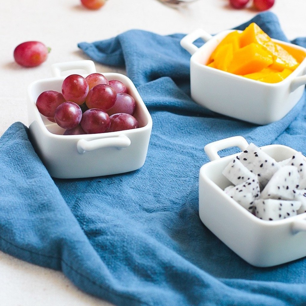 Bát sứ ăn dặm hình vuông 2 tai 90ml