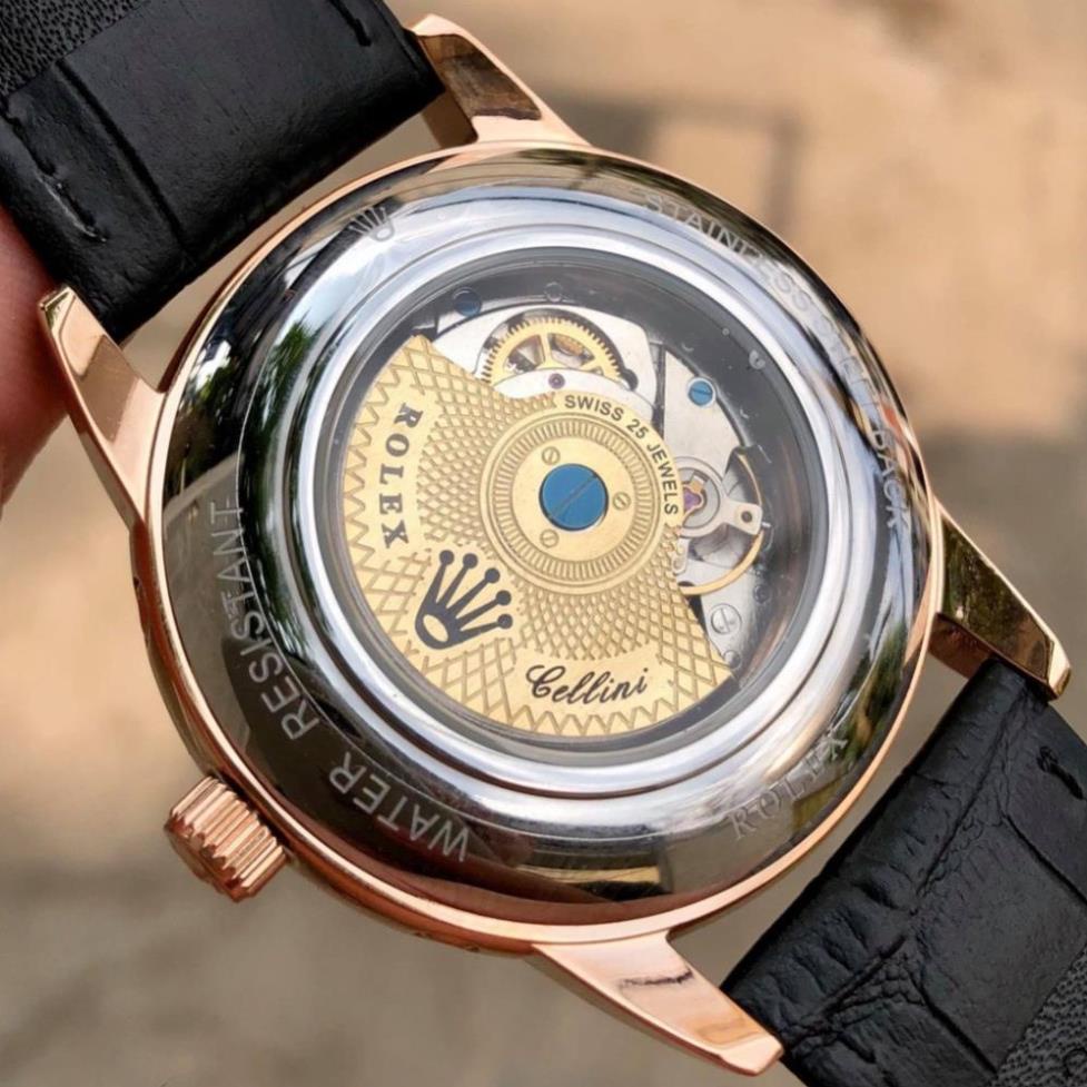 Đồng hồ Nam V789, mẫu 6 kim đính đá mặt trắng, nhiêu màu lựa chọn, dây da, dòng cơ Automatic size 40mm , Đồng hồ thật gi