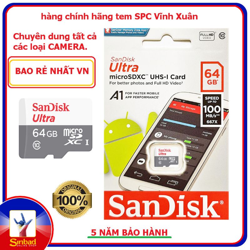Trợ giá Thẻ nhớ SanDisk Ultra 32G tốc độ 80MB/s chính hãng BH 5 năm  tem SPC 5 năm BH