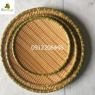 Mẹt nhựa,Đĩa nhựạ tròn KT 35 cm Melanine cao cấp họa tiết giả tre bày bún đậu mắm tôm, hoa quả, làm khay đựng đồ ăn.