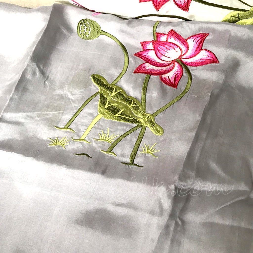 Khăn lụa tơ tằm 2 lớp thêu tay, 100% silk, kích thước 180cm x 70cm