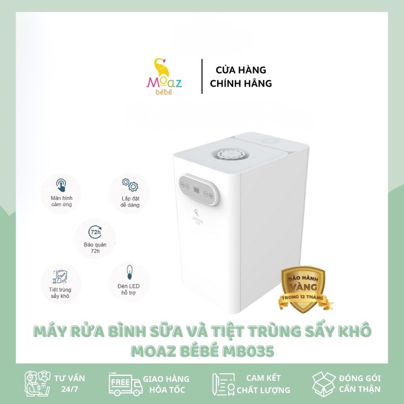 Máy Rửa Bình Sữa Và Tiệt Trùng Sấy Khô Đồ Dùng Cho Bé Moaz Bebe MB-035 Chế Độ Làm Sạch Và Bảo Quản Tự Động