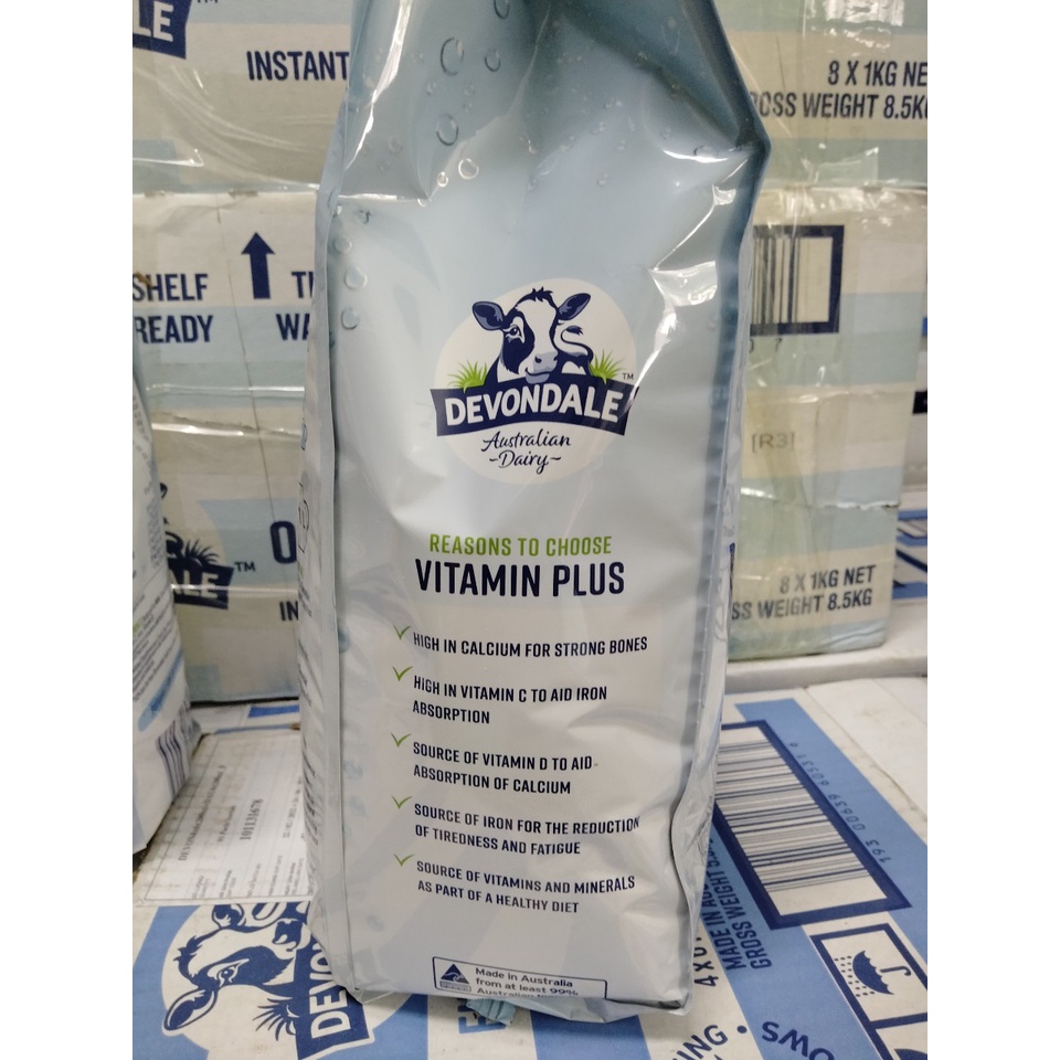 Sữa bột DEVONDALE Giảm Béo Bổ Sung VITAMIN PLUS 1kg - Sữa bột Uc