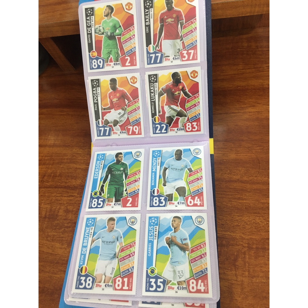 Bộ Sưu Tập 60 Thẻ Cầu Thủ In Album Match Attax 2017-18 Cúp Châu Âu