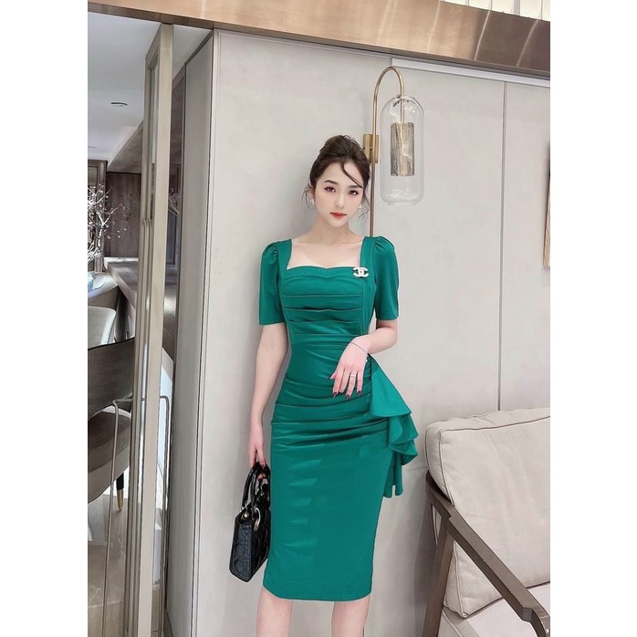 [FREE SHIP] ĐẦM BODY NỮ TAY LỠ BÈO PEPLUM DỰ TIỆC CỰC HOT