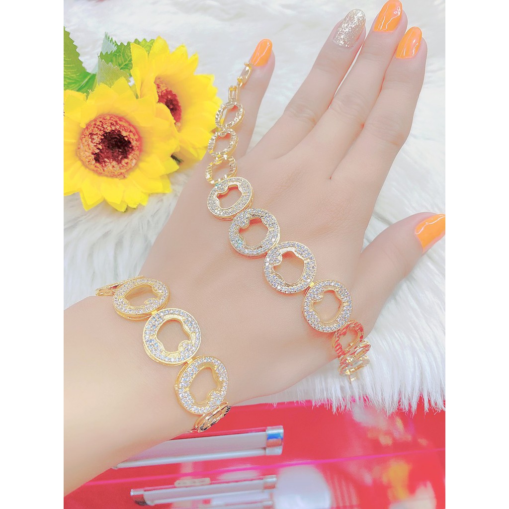 Lắc tay nữ UHA, lắc tay phong thùy bền màu thiết kế cao cấp sáng lấp lánh L22