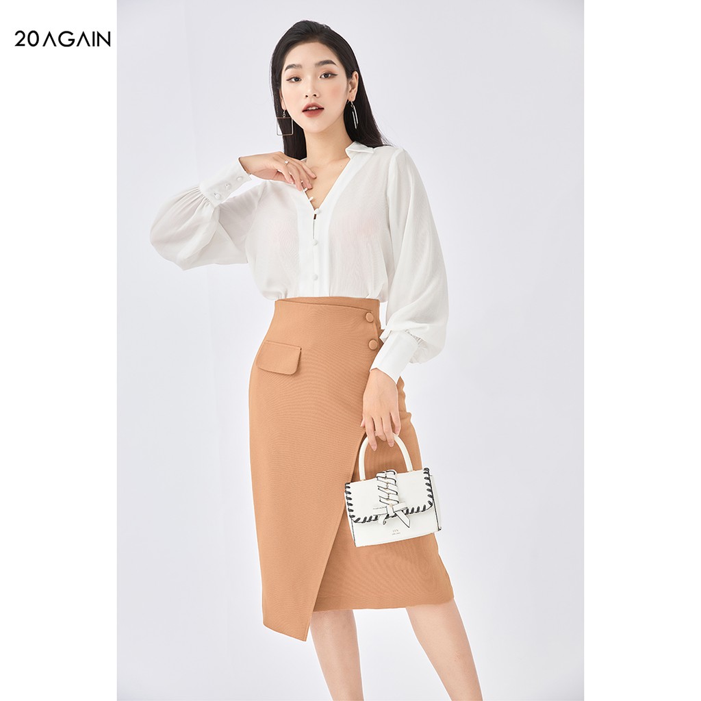 [Mã WABR1111 giảm 10% đơn 250K] Chân váy công sở dáng dài vạt lệch 20AGAIN, hàng thiết kế, hiện đại JDA1702 | BigBuy360 - bigbuy360.vn