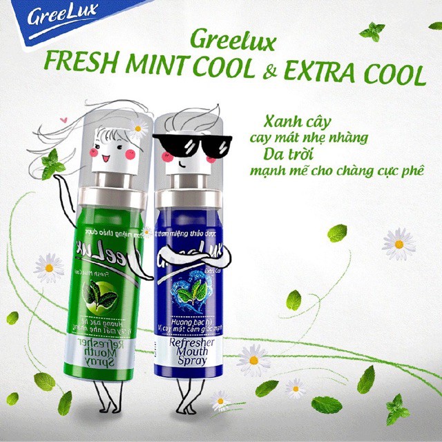 Xịt thơm miệng Greelux Extra Cool Thảo Dược ⚡ 𝑪𝒉𝒊́𝒏𝒉 𝒉𝒂̃𝒏𝒈 ⚡ Nước khử mùi hôi miệng, ngăn ngừa vi khuẩn - Chai 12ml