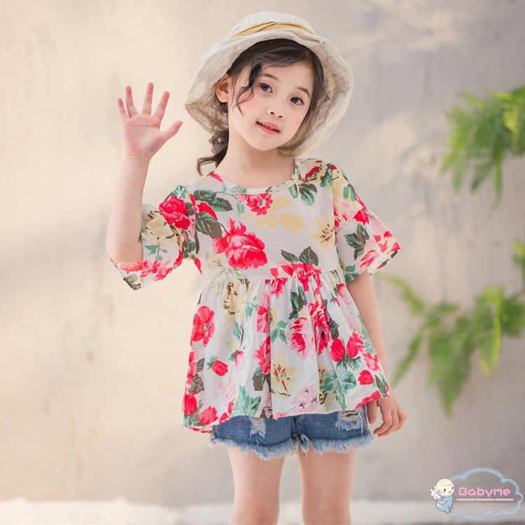 Áo cotton in hoa cho cho bé gái sơ sinh