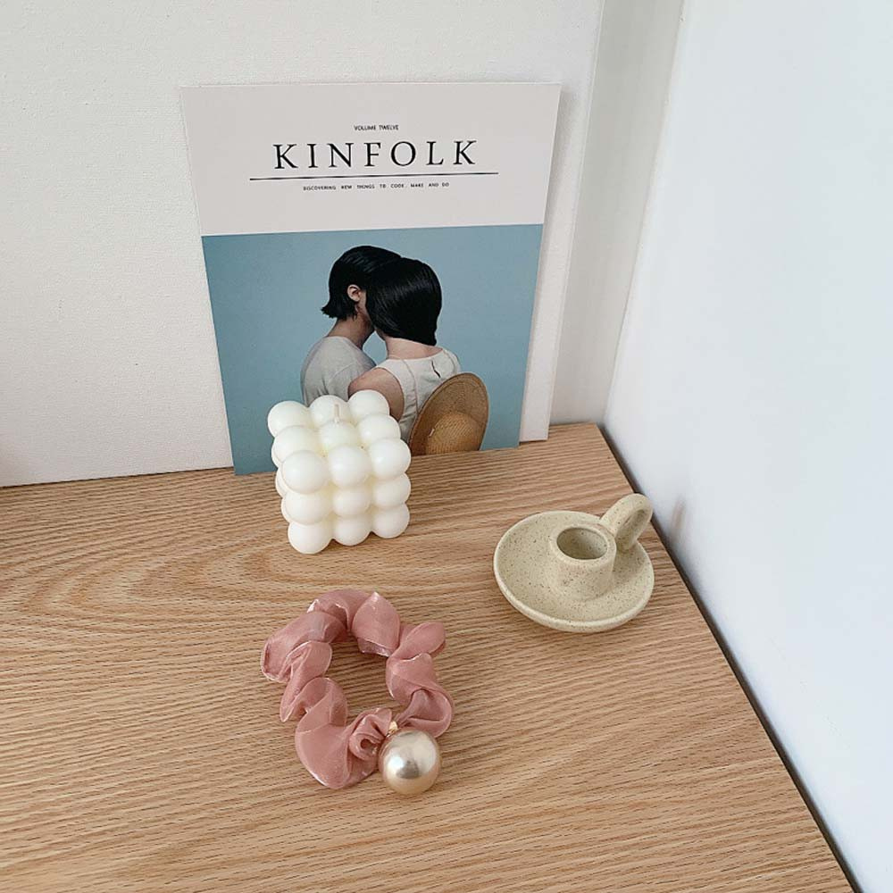 Dây Cột Tóc Vải Co Giãn Đính Ngọc Trai Nhiều Màu Sắc Phong Cách Hàn Quốc Thanh Lịch Dành Cho Nữ