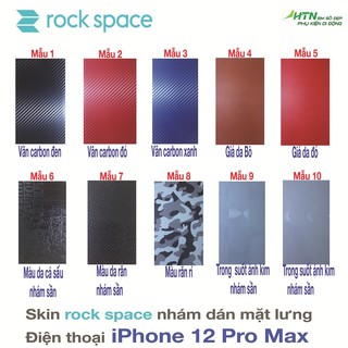 Miếng skin iphone 12 Pro Max cao cấp rock space dán mặt lưng ip đẹp sang, chống vân tay, chống va đập trầy xước - HTN