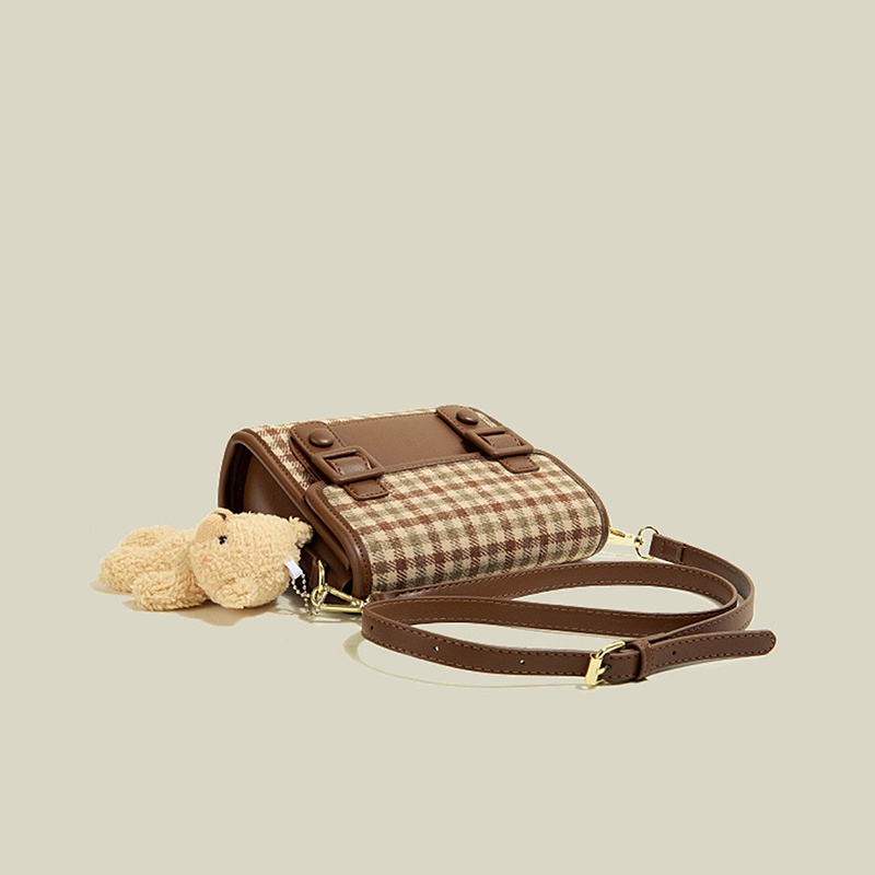 Túi đeo chéo IELGY họa tiết kẻ sọc phong cách retro thời trang cho nữ