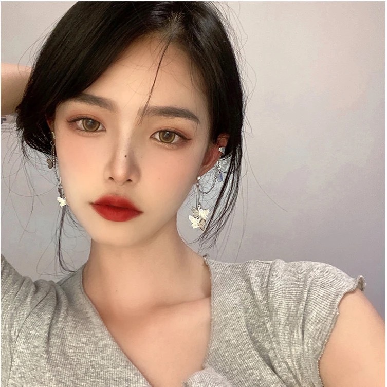 Khuyên Tai Dạng Kẹp Hình Bướm Bằng Thép Không Gỉ Thời Trang Cho Nữ