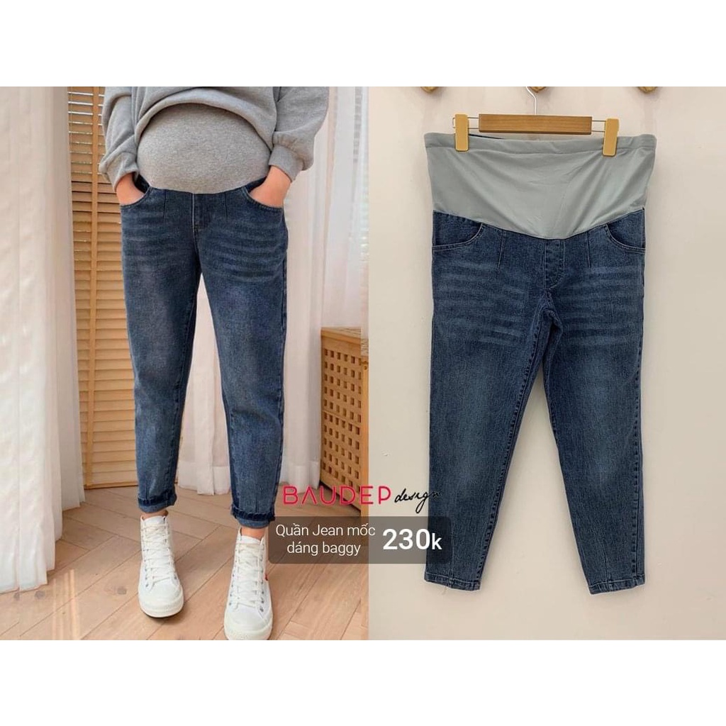 Quần jean Bầu K025☘️ảnh thật shop mặc chụp☘️chất siêu mềm đẹp☘️có co gian nhẹ☘️chun chỉnh bụng theo từng thai kì