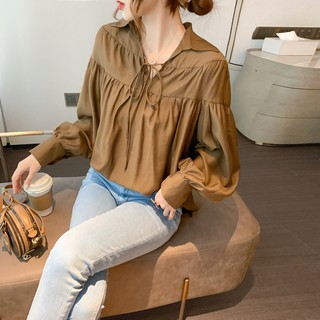 Áo Kiểu Nữ Tay Dài Phong Cách Vintage Xinh Xắn