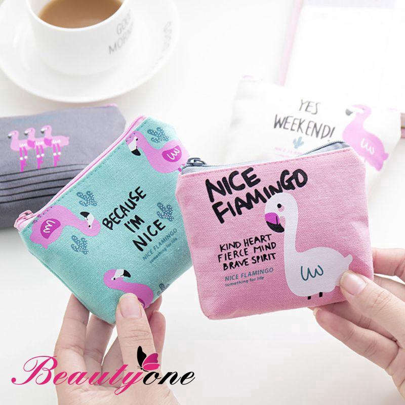 Túi đựng tiền đa năng họa tiết chim hồng hạc xinh xắn dành cho nữ | BigBuy360 - bigbuy360.vn