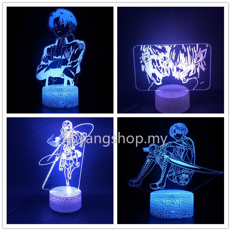 Đèn Bàn 16 Màu Hình Attack On Titan Levi Ackerman 3d + Điều Khiển Từ Xa