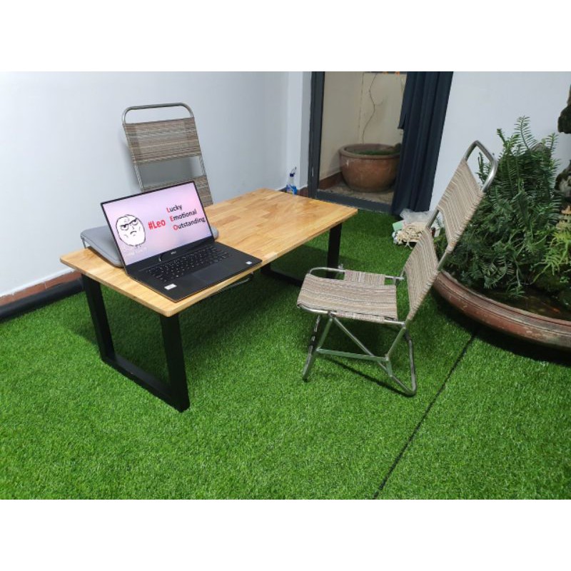 Bàn Gỗ chân Sắt 60x1m2x35 chắc chắn xếp gọn | BigBuy360 - bigbuy360.vn