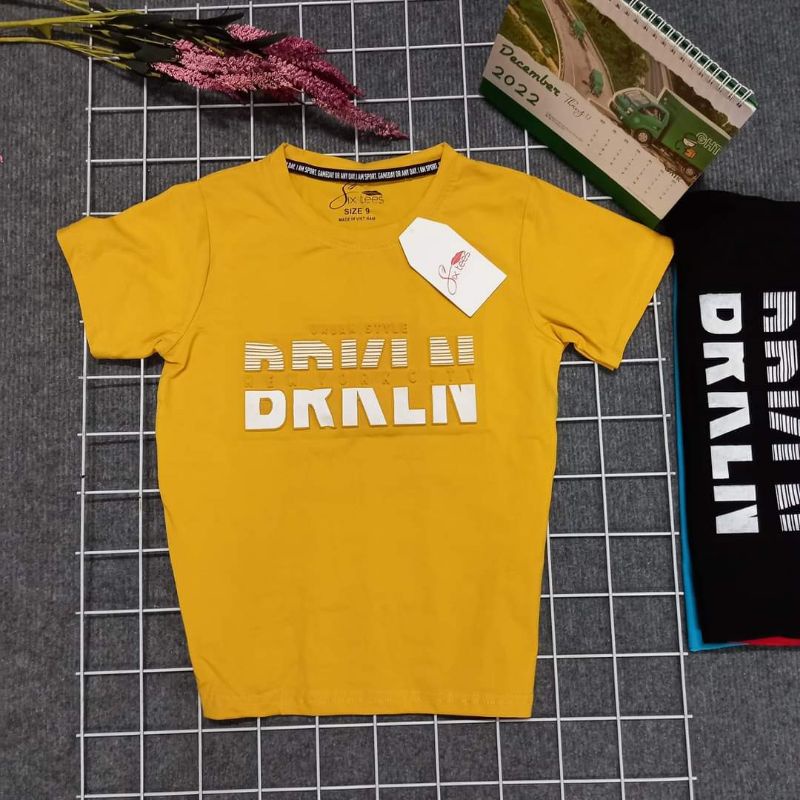 Áo thun cotton 100% chính phẩm hàng shop dập nổi cho bé trai size cồ