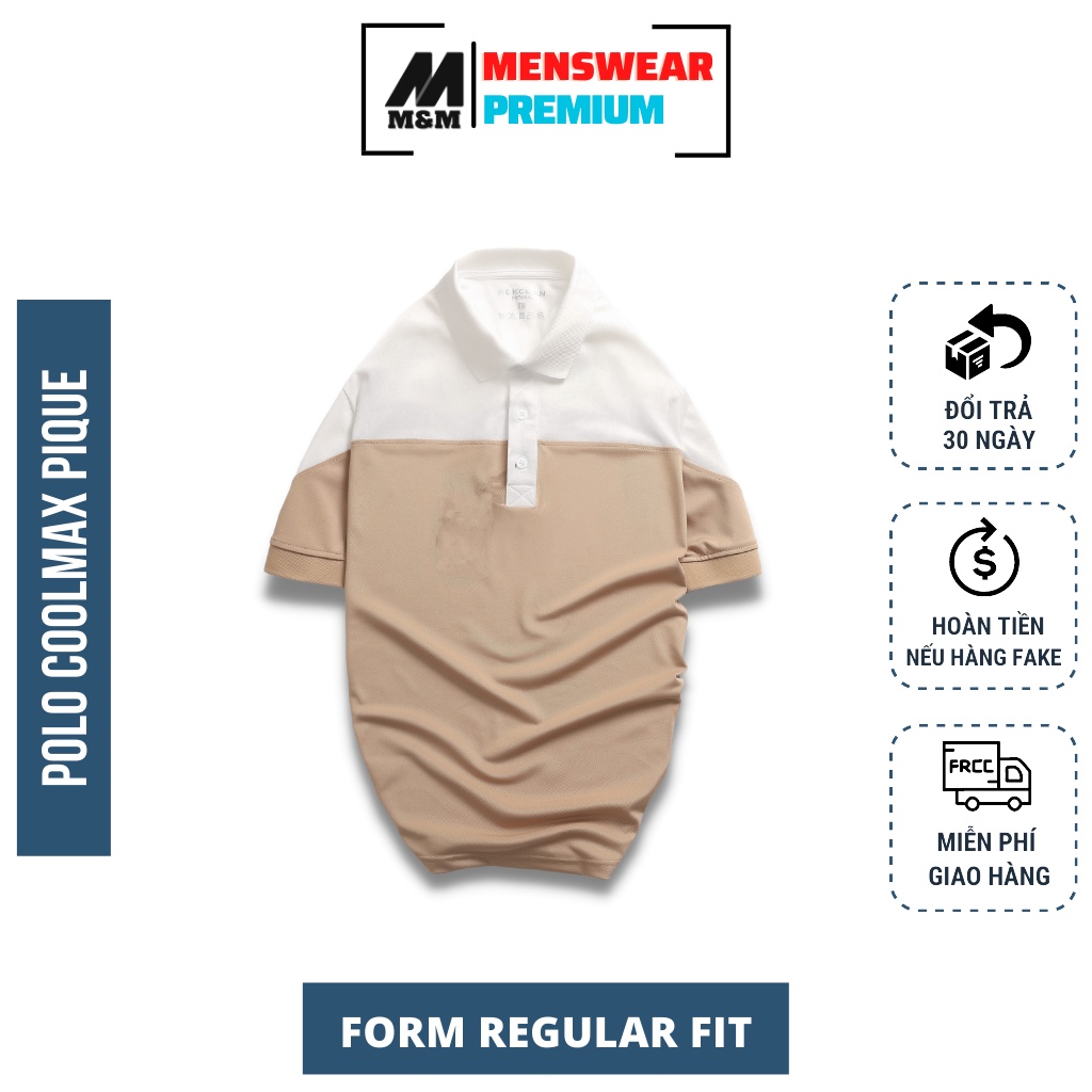 Áo Thun Nam Polo M&amp;M, Áo Thun Polo Cổ Bẻ Tay Ngắn Phối Sọc Vải Cotton CoolMax Pique Xuất Xịn Chuẩn Form Dày Dặn HC105