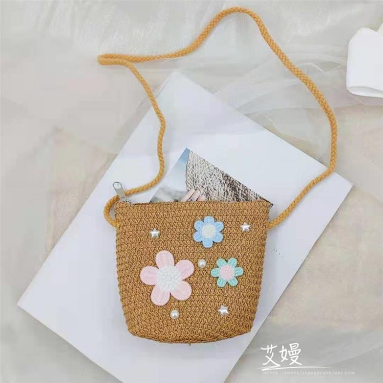 Túi đeo chéo cho bé gái, túi cói đi biển đi chơi kiểu dáng xinh xắn dễ thương