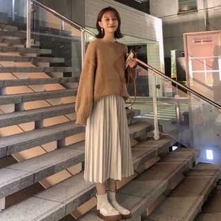 Chân váy dài, chân váy dập ly, 2 màu nâu xanh mint, ảnh thật kèm video quay tại shop, hàng sẵn tại Hana Store
